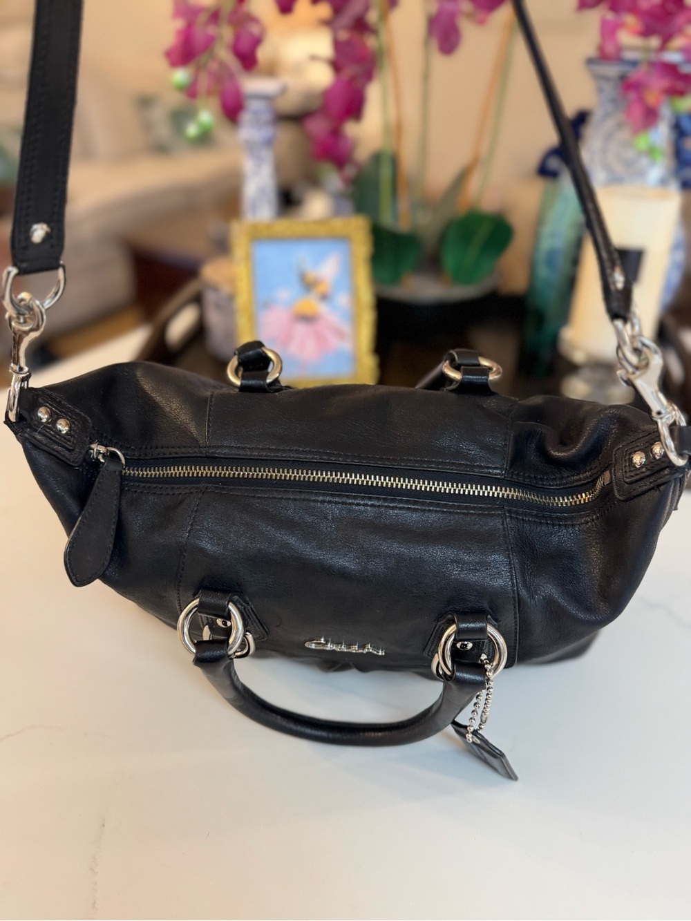 🖤💜 COACH ASHLEY BLACK LEATHER SATCHEL🖤💜 - Picture 7 of 12